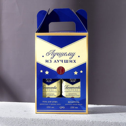 Подарочный набор «Лучшему», гель для душа и шампунь для волос виски, 2×250 мл, Чистое счастье