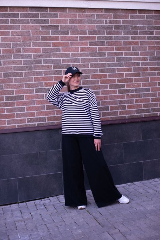 Свитшот полоска с черным, тельняшка, футер 2хнитка петля, пенье