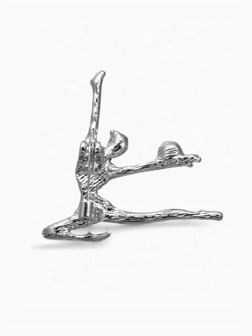 Брошь Гимнастка с мячом, цвет красно-синий в серебре