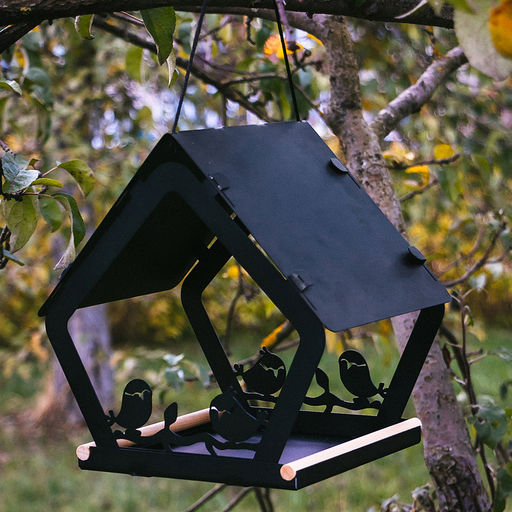 Кормушка для птиц металлическая Птичий дворик 28,5х20х37см, черный (Россия)