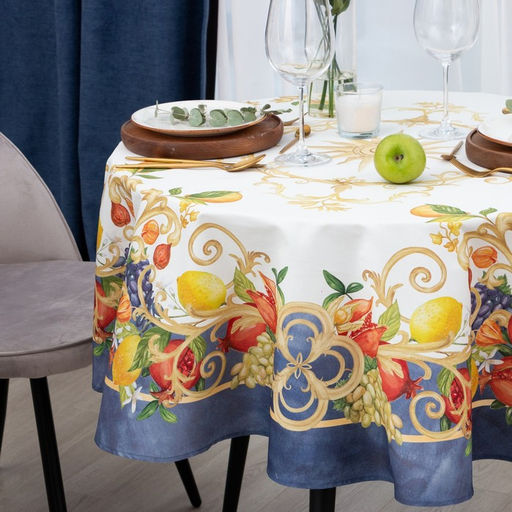 Скатерть Этель Southern fruits, d=215 см с ГМВО, 100% хлопок, саржа 190 г/м?