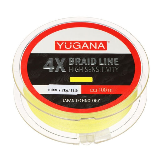 Леска плетеная YUGANA X4 PE, диаметр 0.1 мм, 7.7 кг, 100 м, жёлтая  фото 2