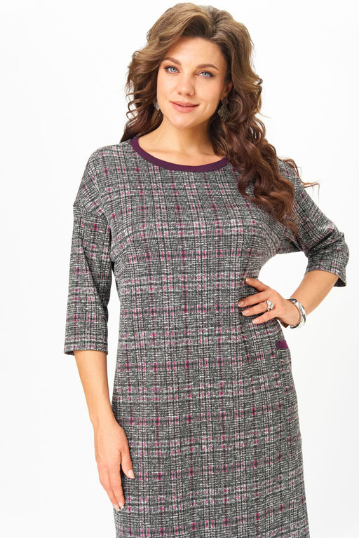 Платье Michel Chic 2191 бордо, серый, клетка