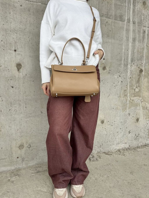 Женская кожаная сумка-портфель 8399-2 Бежевый - Sergio valentini фото 10