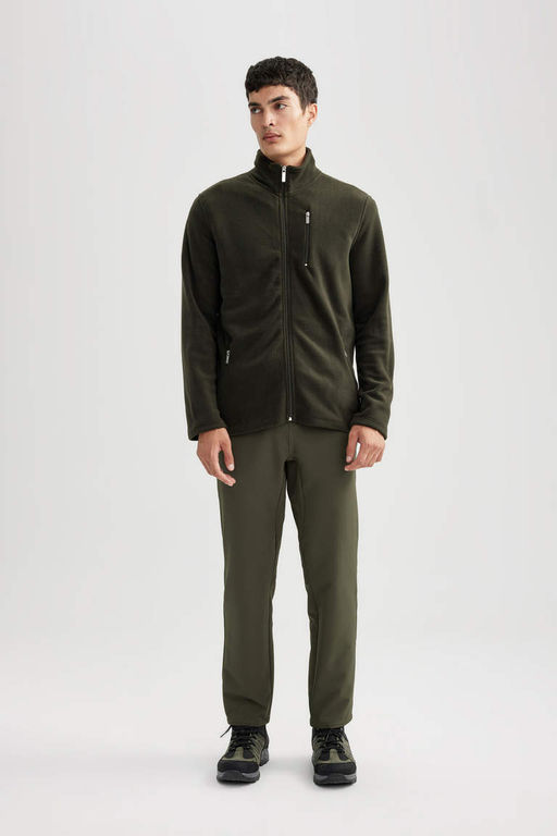 Флисовый кардиган стандартного кроя с воротником-стойкой - Defacto фото 3