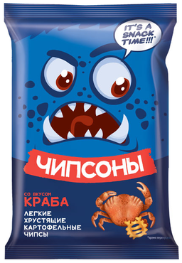Цена за 5 шт.Чипсоны, чипсы со вкусом краба, 40 г