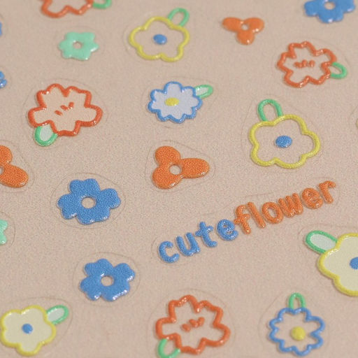 Наклейки для ногтей Cute flowers, объёмные, разноцветные - Queen fair фото 2