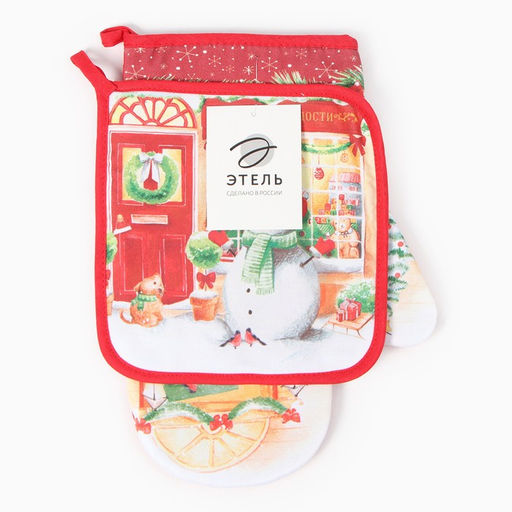 Набор Кухонный Радости, варежка-прихватка 20х28см, прихватка 19х19см, 100%хл - Этель фото 5