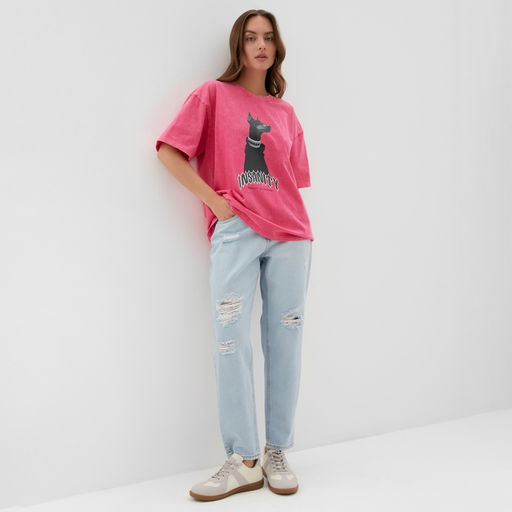 Футболка из вареного хлопка женская MIST Insanity, розовая, размер M