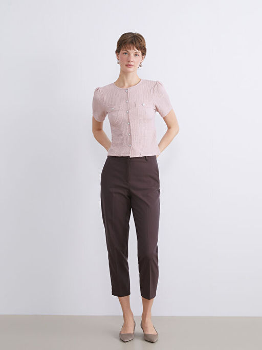 Bisiklet Yaka Dokulu Bluz