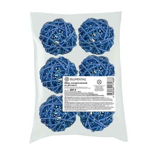 Blumentag BRF-9 Шар декоративный из ротанга d. 9 см 6 шт. №03 св. зеленый  фото 8