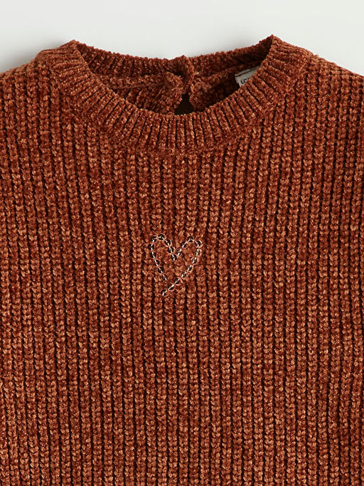 Kalp Nak??l? K?z ?ocuk Triko Kazak