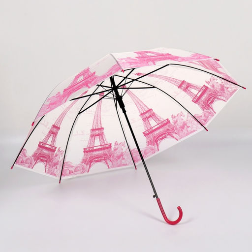 Зонт - трость полуавтоматический «Париж», 8 спиц, R=46/55 см, d=92 см, рисунок МИКС