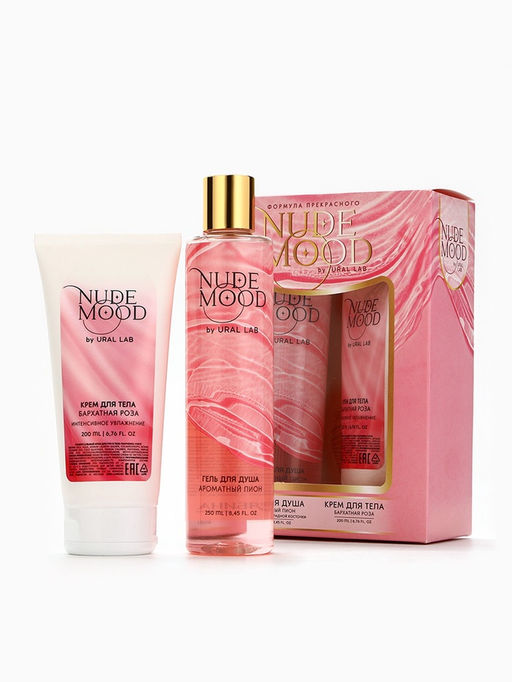Подарочный набор NUDE MOOD, гель для душа 250 мл и крем для тела 200 мл, аромат пиона и розы, URAL LAB  фото 2