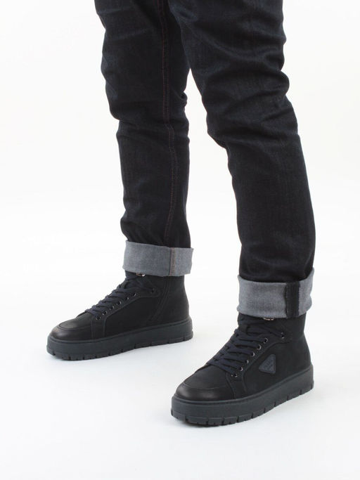 05-AW1002-6M DK. BLUE Ботинки зимние мужские (натуральная кожа, натуральный мех)