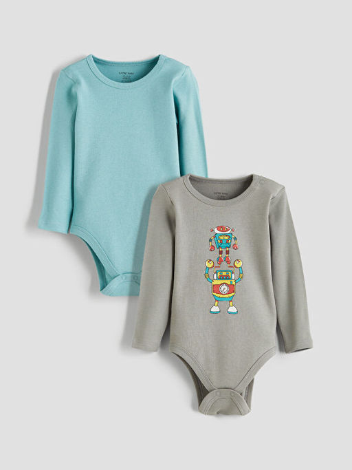 Bisiklet Yaka Uzun Kollu Erkek Bebek ??t??tl? Body 2li Tak?m