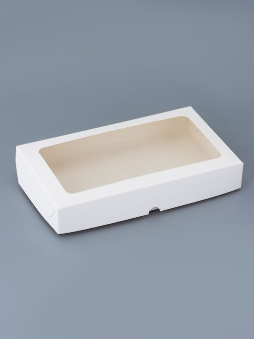 Цена за 50 шт. Коробка складная, белая, с окном, 26×15×4 см