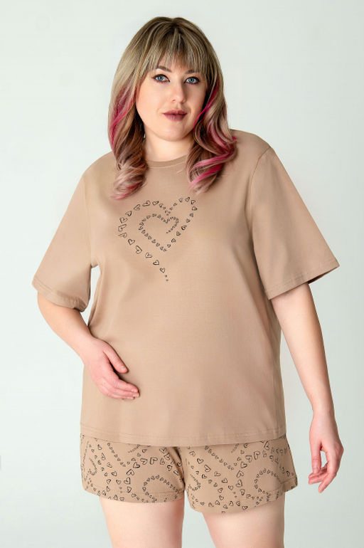 Арт. 9163 Пижама с шортами 50-58 (5 шт) Цвет:коричневый - Калинка фото 16