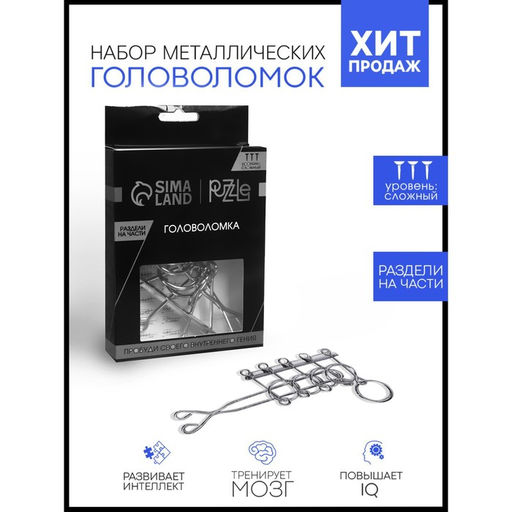 Цена за 2 шт. Головоломка металлическая «Игры разума. Раздели на части» №2