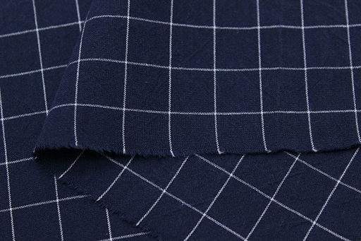 Вареный (стираный) хлопок Белая клетка (1.6*1.6см) на чернильном, ш.2.5м, хл-100%, 125гр/м.кв - Купава фото 4