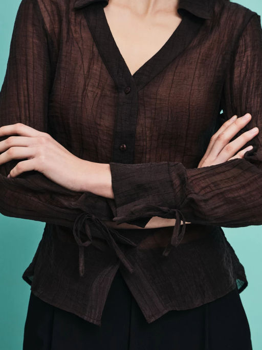 Приталенная блуза из тенселя / Zarina фото 5