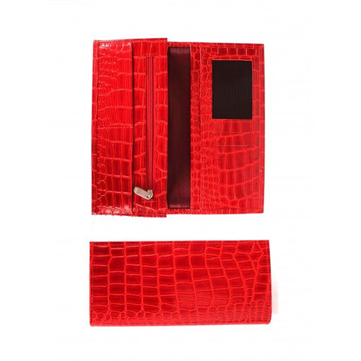 Портмоне женское Croco-ПР-965 натуральная кожа 3 отд, 10 карм, красный крокодил (203) 264546