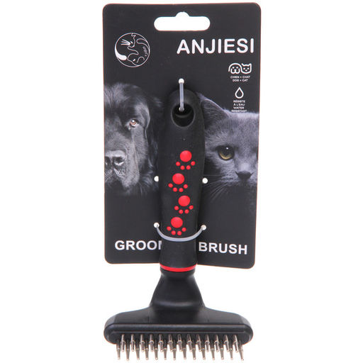 Расческа для удаления колтунов "ПРОФФ - МОЙ БРО", прорезиненная ручка, цвет красный/черный, 9*15см