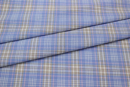Вареный (стираный) хлопок Тройная клетка цв.голубая сирень, ш.2.5м, хл-100%, 115гр/м.кв - Купава фото 3