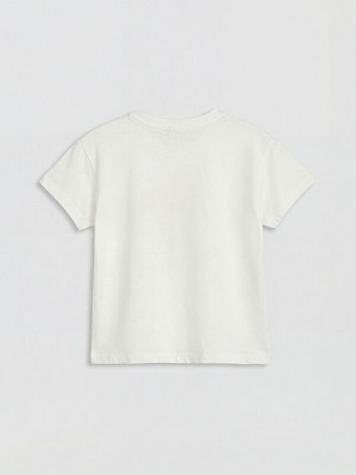 Bisiklet Yaka Bask?l? K?z ?ocuk Ti??rt