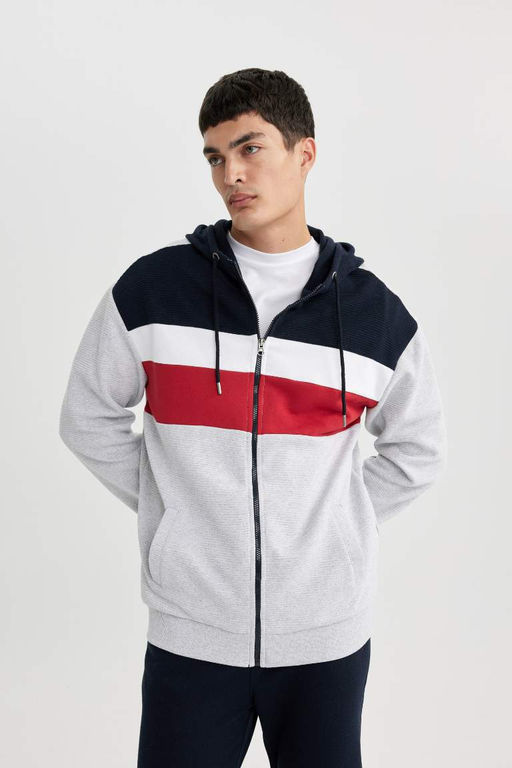 Толстовка Comfort Fit на мягкой подкладке на молнии - Defacto фото 6