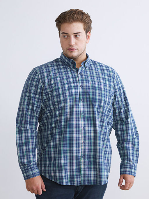 Regular Fit Uzun Kollu Ekose Poplin Erkek G?mlek