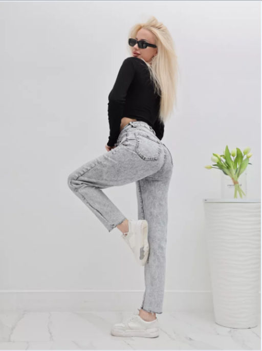 Джинсы момы укороченные с высокой посадкой, Артикул: 129680 - Liketon фото 5