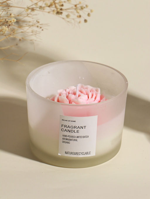 Свеча интерьерная в стакане "Нежно-розовый пион" 11х11х8 см