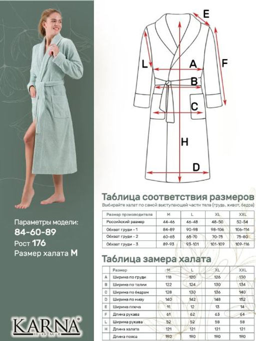Халат махровый KARNA NORA (Ментол)  фото 15