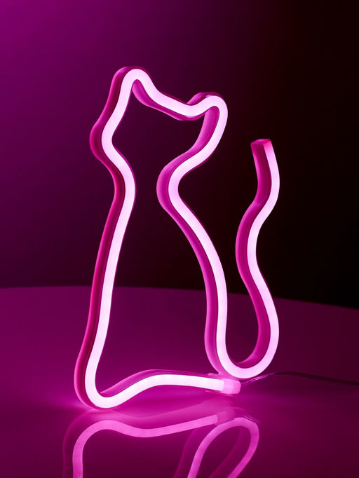 Неоновая вывеска Кошка 16?23 см, батарейки ААх3 (не в комплекте), USB, свечение розовое - Luazon lighting фото 2