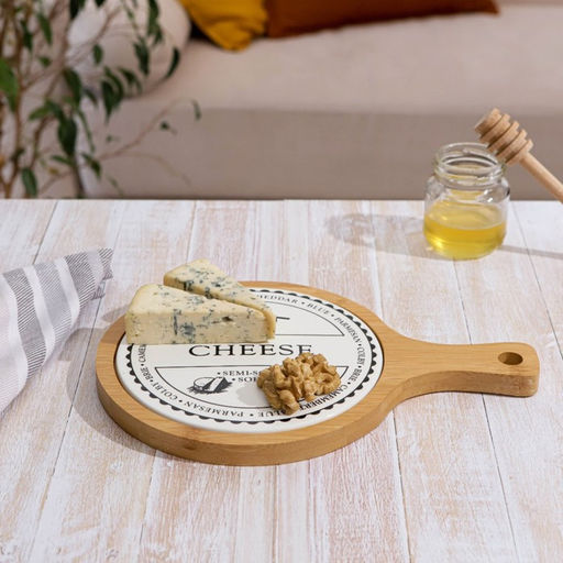 Блюдо для подачи сыра «Эстет. Сыр», 27.5×19×1.5 см, дерево, керамика, белое