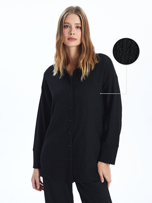 Dokulu Oversize Kad?n G?mlek Tunik