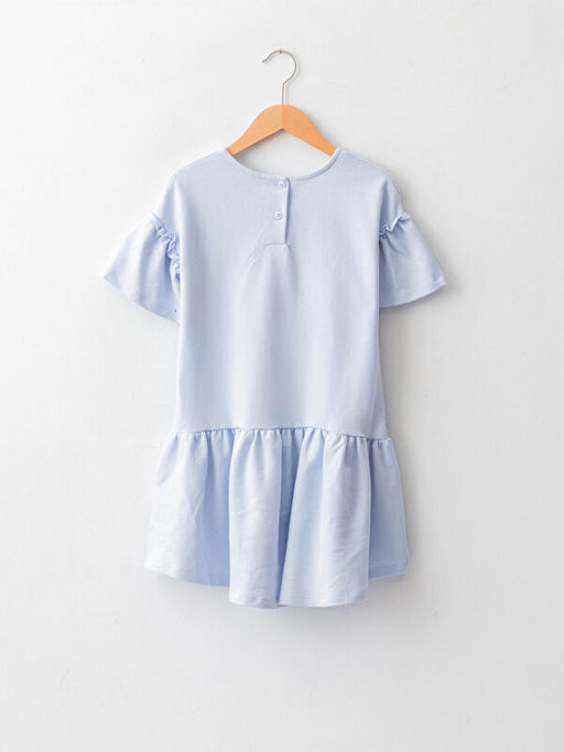 Bisiklet Yaka Bask?l? K?sa Kollu Pamuklu K?z ?ocuk Elbise - Waikiki фото 2