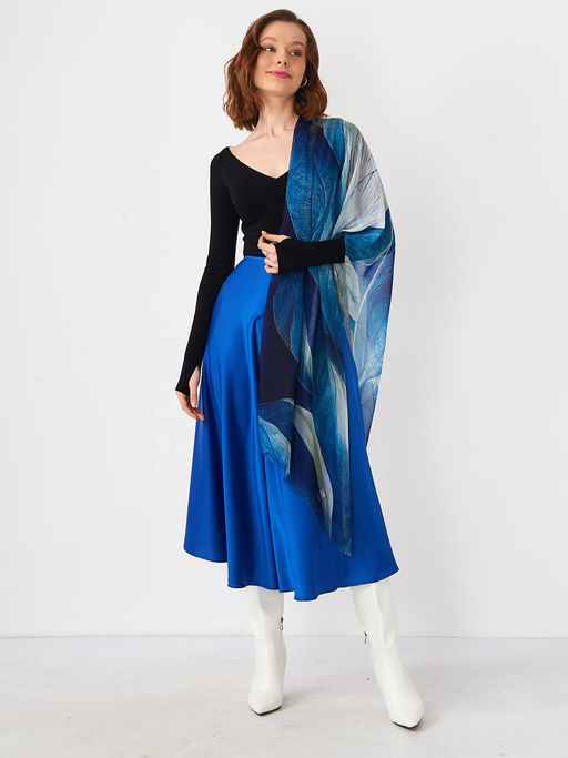 Большой, мягкий, тонкий и очень нежный двусторонний палантин с рисунком в стиле арт-дек - Tantino фото 2