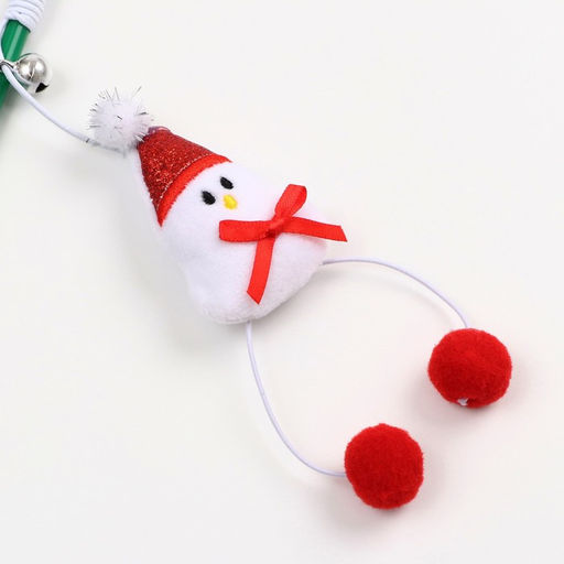 Дразнилка-удочка для кошек с бубенчиком Снеговик, 40 см - Пижон фото 3