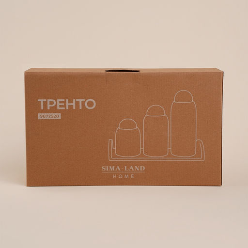 Банки для сыпучих SL Home «Тренто», 450/700/900 мл, набор 3 шт., на деревянной подставке, фарфор, белые