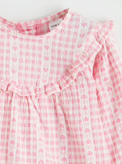 Bisiklet Yaka Ekose K?z Bebek Elbise