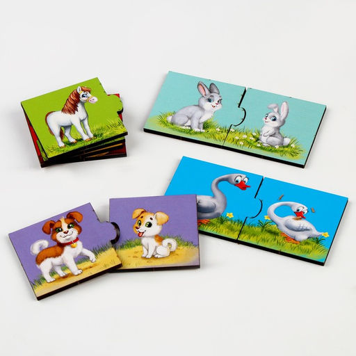 Пазл двойной Малыши и мамы (головоломка), 12 пазлов, 24 детали - Лесная мастерская фото 12