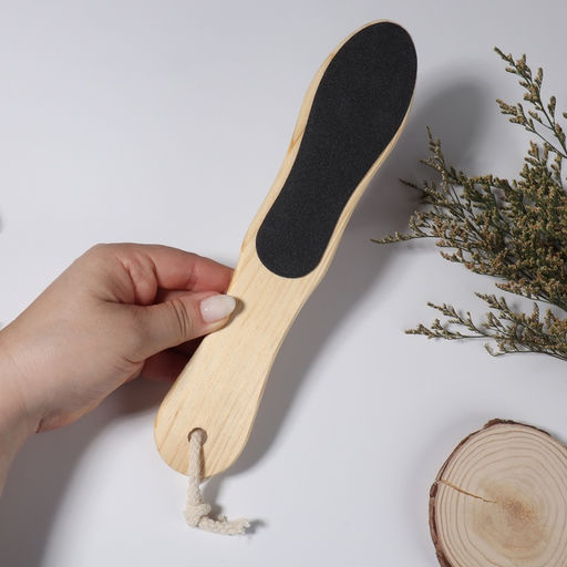 Пилка для пяток, наждачная, двусторонняя, 27 см, деревянная