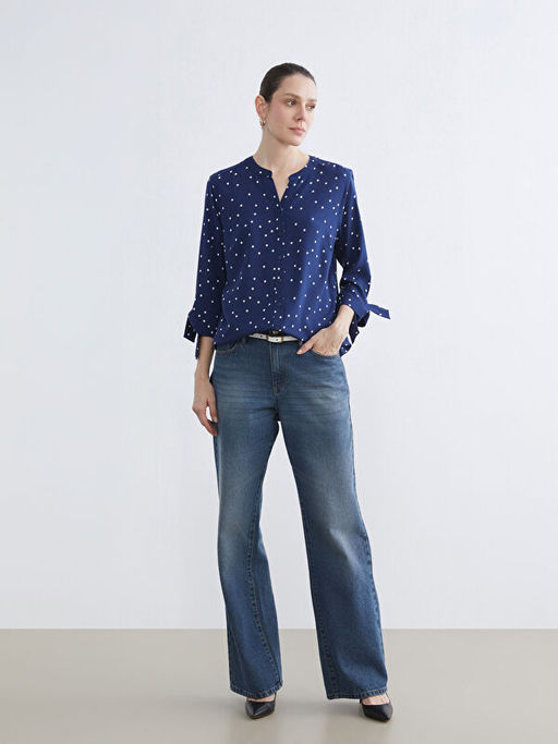 Ka??k Yaka Puantiyeli Bluz