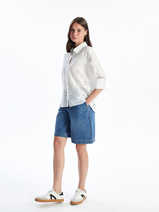 Beli Kemerli Bermuda Fit Kad?n Jean ?ort