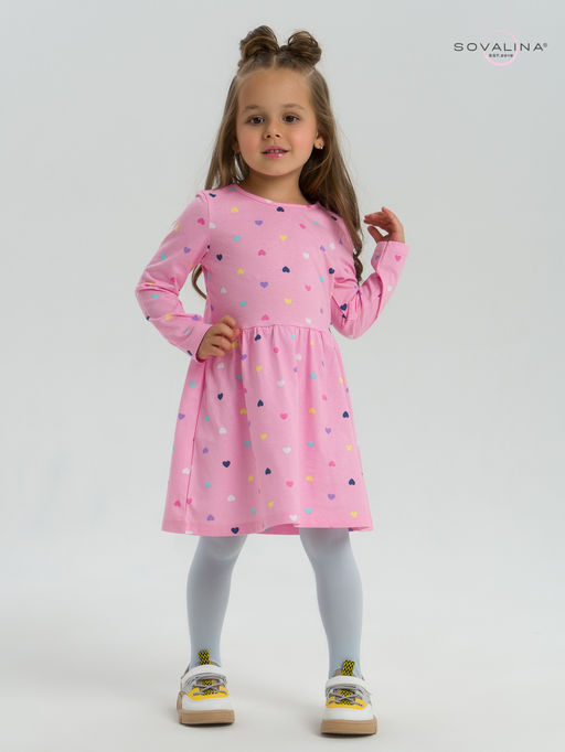 Платье Эля цветные сердечки на розовом - Sovalina фото 6