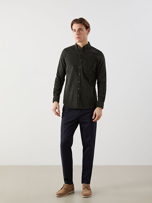 Regular Fit Uzun Kollu Kadife Erkek G?mlek