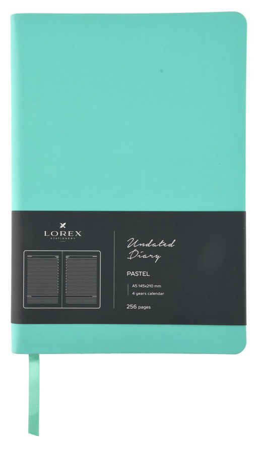 Ежедневник А5 недатированный LOREX PASTEL 128 л. бирюзовый, мягкая обложка, soft touch, ср...