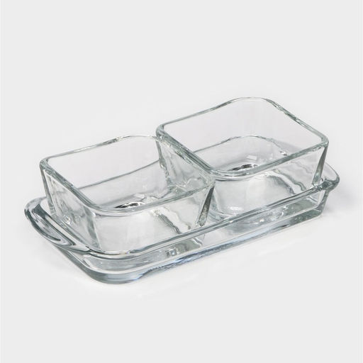 Менажница BAROQUE, 15×7.5 см, 2+1, стекло, прозрачная